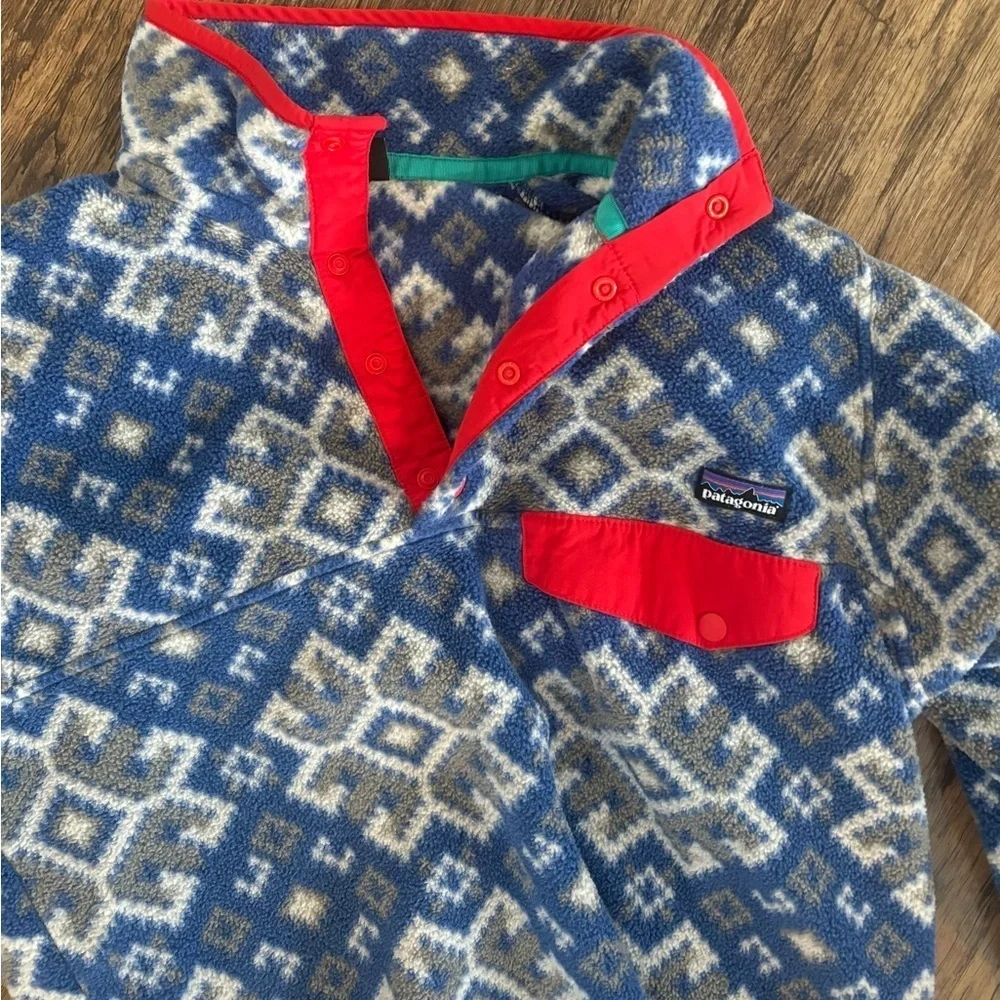 RETRO Patagonia Synchilla Blue and White Fleece